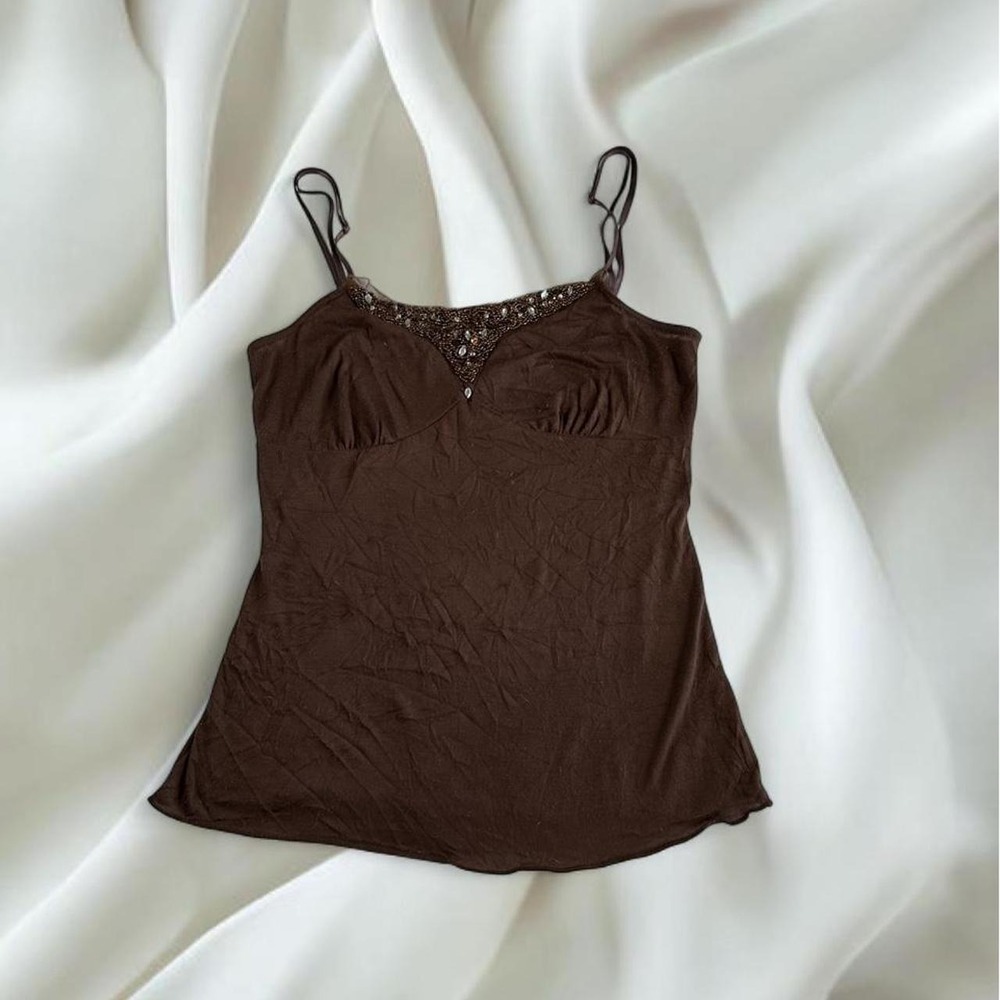 Vol. 1 brown beaded babydoll cami tank top y2k mcbling fairy
